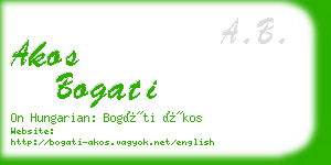 akos bogati business card